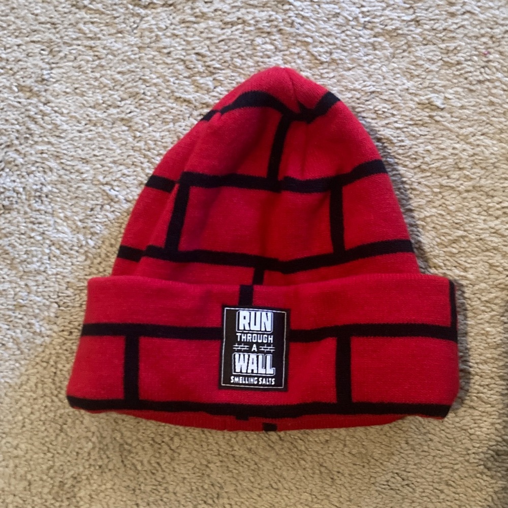 Red and Black Beanie with Patch
